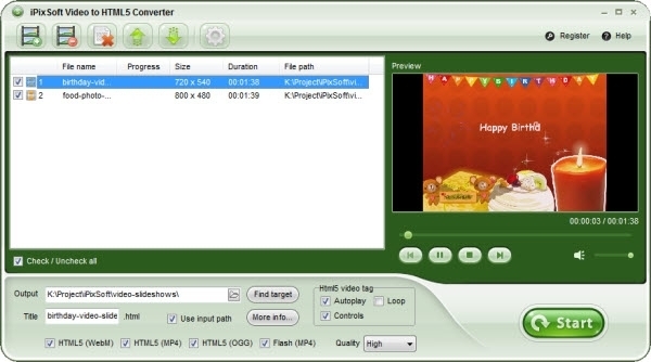 iPixSoft Video to HTML5 Converter(html5视频转换器)v2.8.0